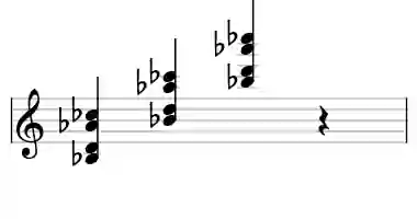 Sheet music of Bb alt7 in three octaves